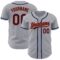 Custom Gray Navy-Orange Authentic Baseball Jersey