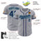 Custom Gray Navy-Teal Authentic Baseball Jersey
