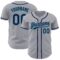 Custom Gray Navy-Teal Authentic Baseball Jersey