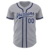 Custom Gray Navy-White Authentic Baseball Jersey