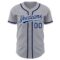 Custom Gray Navy-Light Blue Authentic Baseball Jersey