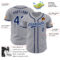 Custom Gray Navy-Light Blue Authentic Baseball Jersey