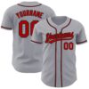 Custom Gray Red-Black Authentic Baseball Jersey