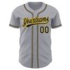 Custom Gray Navy-Gold Authentic Baseball Jersey
