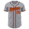 Custom Gray Orange-Black Authentic Baseball Jersey
