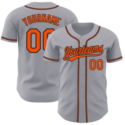 Gray0416 Custom Gray Orange-Black Authentic Baseball Jersey