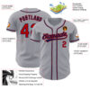 Custom Gray Red-Navy Authentic Baseball Jersey