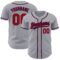 Custom Gray Red-Navy Authentic Baseball Jersey