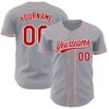 Custom Gray Red-White Authentic Baseball Jersey