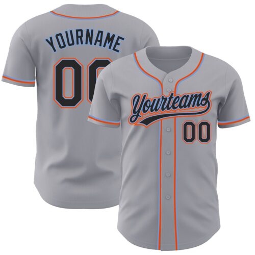 Gray0423 Custom Gray Black Powder Blue-Orange Authentic Baseball Jersey
