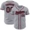 Custom Gray Black-Crimson Authentic Baseball Jersey