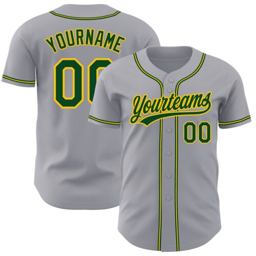 Gray0427 Custom Gray Green-Gold Authentic Baseball Jersey