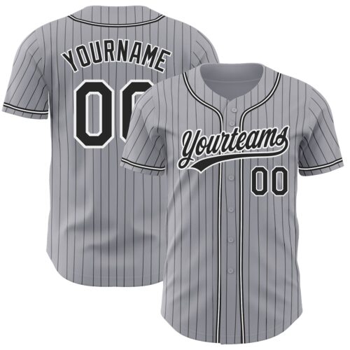Gray0431 Custom Gray Black Pinstripe Black-White Authentic Baseball Jersey