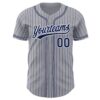 Custom Gray Navy Pinstripe Navy-White Authentic Baseball Jersey