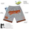 Custom Gray Orange-Black Authentic Throwback Basketball Shorts