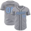 Custom Gray Light Blue-Steel Gray Authentic Baseball Jersey