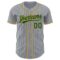 Custom Gray Green Pinstripe Old Gold Authentic Baseball Jersey