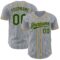 Custom Gray Green Pinstripe Old Gold Authentic Baseball Jersey