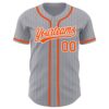 Custom Gray White Pinstripe Orange Authentic Baseball Jersey