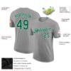 Custom Gray Kelly Green-White Performance T-Shirt