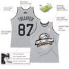 Custom Gray Black-White Authentic Throwback Basketball Jersey
