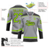 Custom Gray Neon Green-Black Hockey Lace Neck Jersey