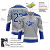 Custom Gray Royal-White Hockey Lace Neck Jersey