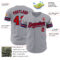 Custom Gray Red-Navy Authentic Baseball Jersey