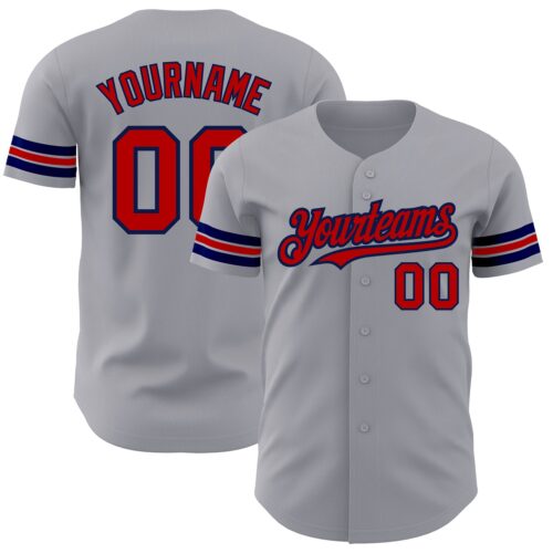 Gray0656 Custom Gray Red-Navy Authentic Baseball Jersey