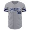 Custom Gray Navy-White Authentic Baseball Jersey
