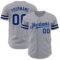 Custom Gray Navy-Light Blue Authentic Baseball Jersey