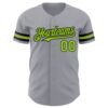 Custom Gray Neon Green-Black Authentic Baseball Jersey
