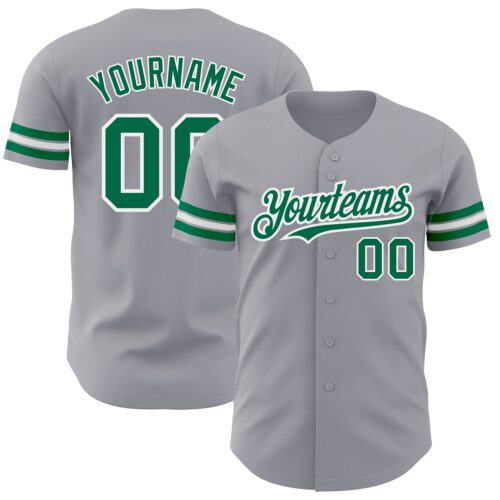 Gray0665 Custom Gray Kelly Green-White Authentic Baseball Jersey