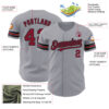 Custom Gray Crimson-Black Authentic Baseball Jersey