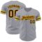 Custom Gray Brown-Gold Authentic Baseball Jersey