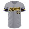 Custom Gray Navy-Gold Authentic Baseball Jersey