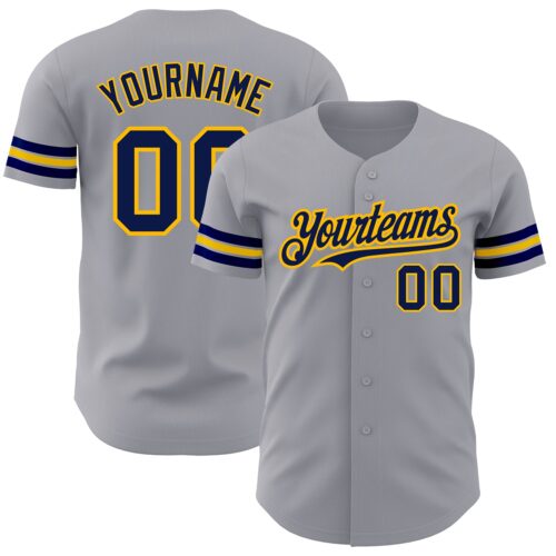 Gray0671 Custom Gray Navy-Gold Authentic Baseball Jersey