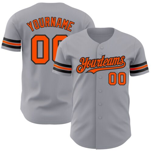 Gray0672 Custom Gray Orange-Black Authentic Baseball Jersey