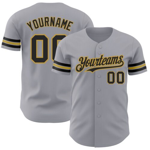Gray0675 Custom Gray Black-Old Gold Authentic Baseball Jersey