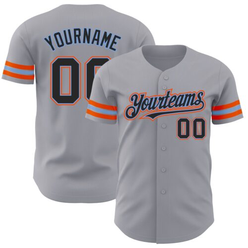 Gray0676 Custom Gray Black Powder Blue-Orange Authentic Baseball Jersey