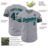 Custom Gray Black-Teal Authentic Baseball Jersey