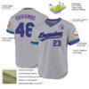 Custom Gray Purple Black-Teal Authentic Throwback Baseball Jersey