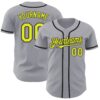 Custom Gray Neon Yellow-Black Authentic Baseball Jersey