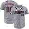 Custom Gray Crimson Black-Aqua Authentic Baseball Jersey