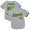 Custom Gray Neon Green-Navy Mesh Authentic Throwback Baseball Jersey