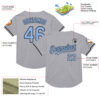 Custom Gray Light Blue-Black Mesh Authentic Throwback Baseball Jersey