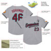 Custom Gray Crimson Black-Aqua Mesh Authentic Throwback Baseball Jersey