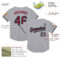 Custom Gray Crimson Black-Aqua Mesh Authentic Throwback Baseball Jersey