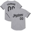 Custom Gray Black Mesh Authentic Throwback Baseball Jersey