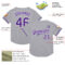 Custom Gray Purple-White Mesh Authentic Throwback Baseball Jersey